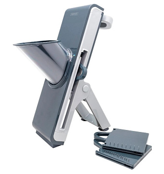 Мандолина (овощерезка) 29*10 см. с 3-мя насадками и толкателем, нерж и пластик VB /1/24/ Мандолина (овощерезка) 29*10 см. с 3-мя насадками и толкателем, нерж и пластик VB /1/24/