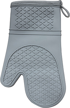 Рукавица термостойкая с 1-м выделенн. пальц. 30*18,5 см(от -40 до +240°С) серая, силикон (1шт)/1/10/ Рукавица термостойкая с 1-м выделенн. пальц. 30*18,5 см(от -40 до +240°С) серая, силикон (1шт)/1/10/