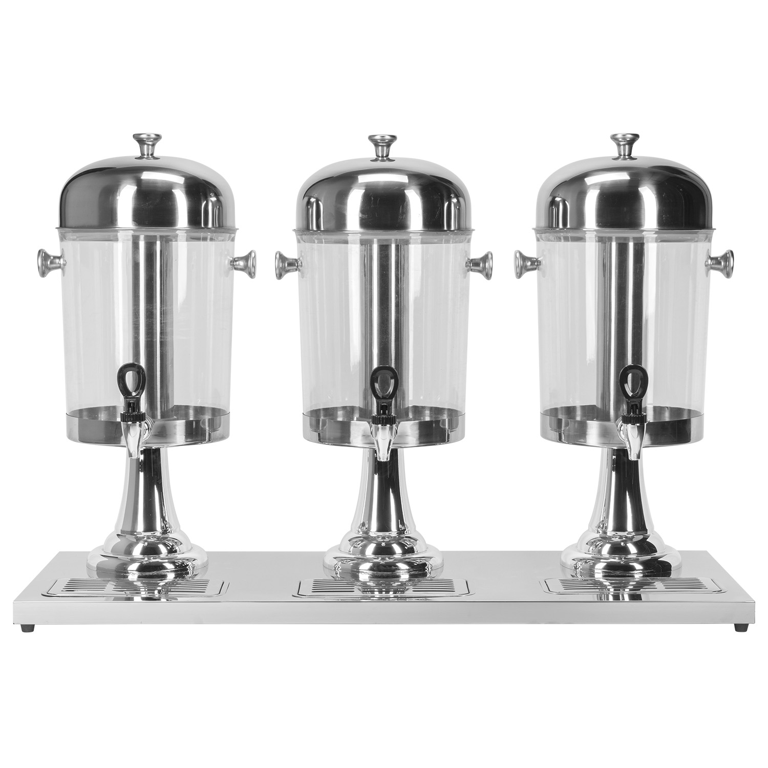 Диспенсер для соков, холодных напитков, три емкости по 8 л. h=56см. колба пластик. MGsteel /1/