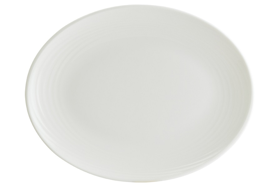 Блюдо овальное 360*280 мм. Белый Луп узкая полоска Bonna /1/6/348/