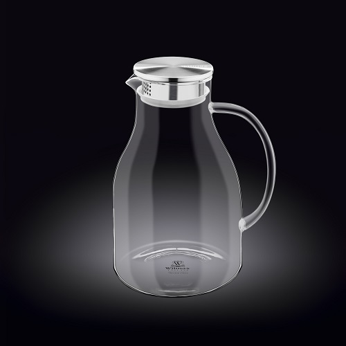 Кувшин 2,5 л. d=90 мм. h=250 мм. с крышкой + сетка нерж Термостекло Wilmax /1/12/