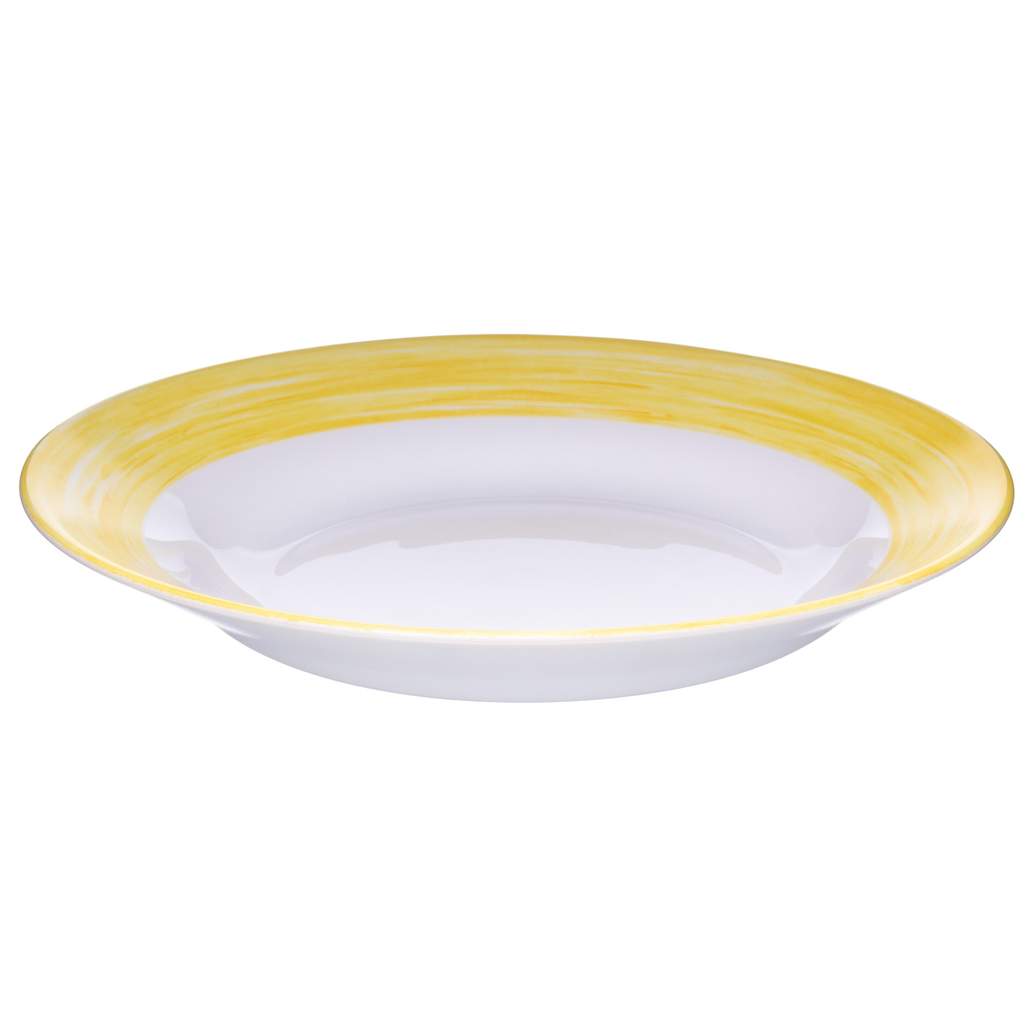 Тарелка d=225 мм. глубокая желтый край Браш /1/24/ АКЦИЯ