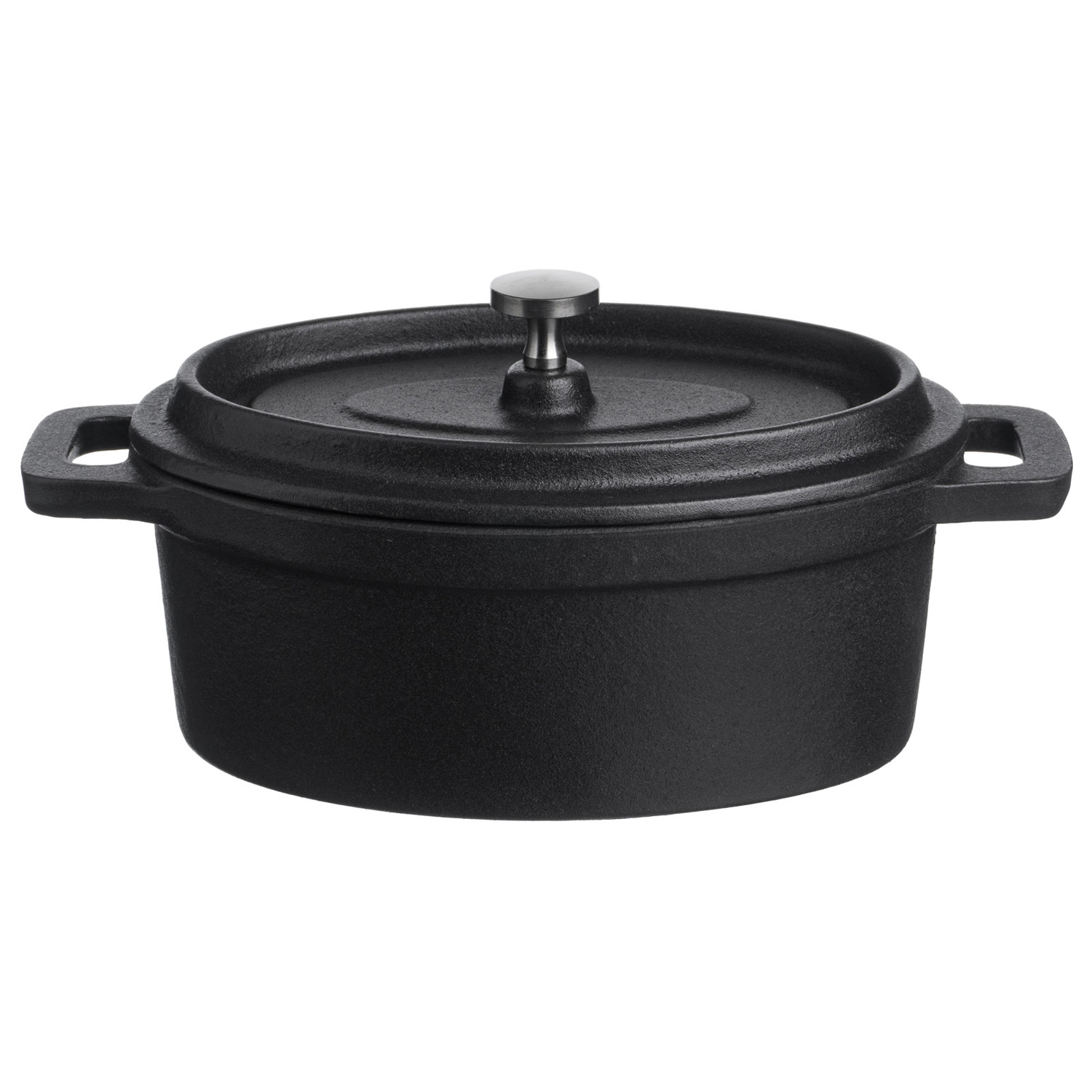 Кастрюля для запекания 450 мл. 150*100 мм. h=70 мм. с крышкой, черная, чугун /1/