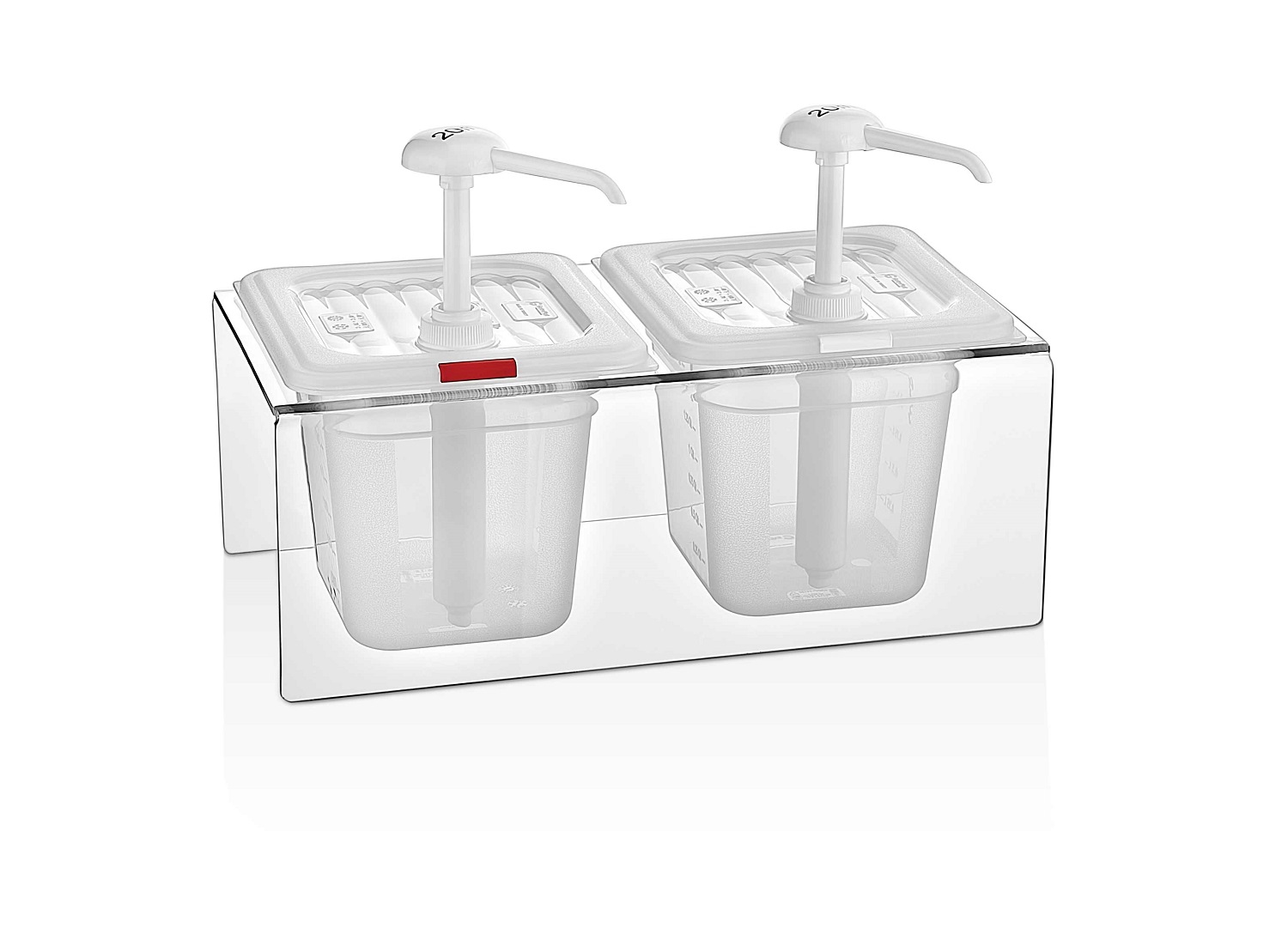 Диспенсер (емкость) для соуса 2 шт. GN 1/6 h=150 мм. 2 л. на подставке, с дозатором (25 мл), п/п, прозрачный GP /1/