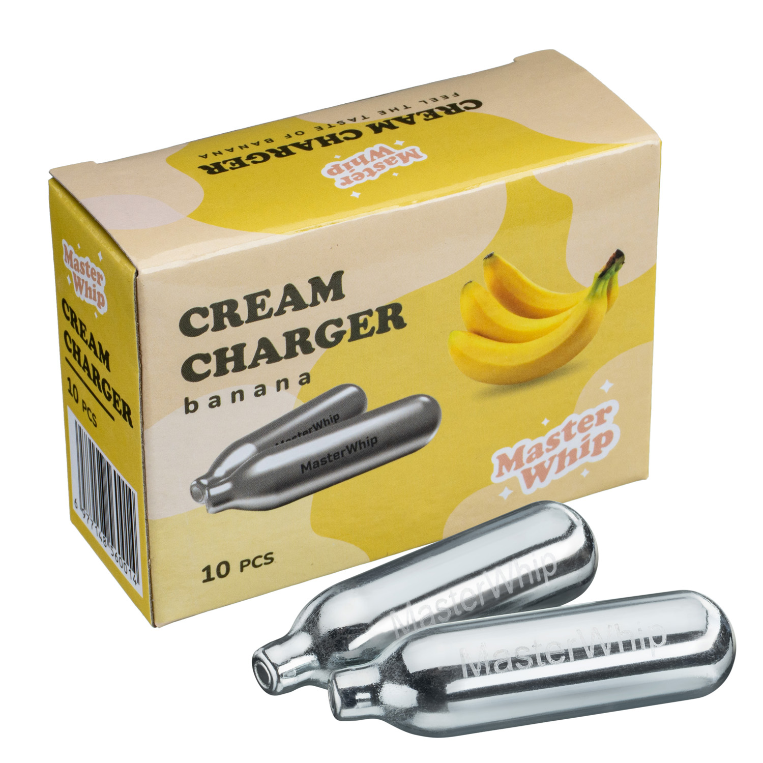 Баллончики для сифона для взбивания сливок (N2O) 10 шт/уп. вкус банана MasterWhip /1/36/