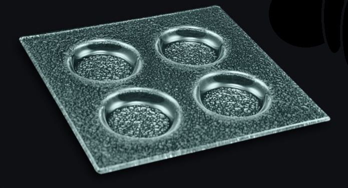 Менажница 4-х секц. 200*200 мм. ячейка 60*60*10 мм. стекло 3D  /1/10/ АКЦИЯ