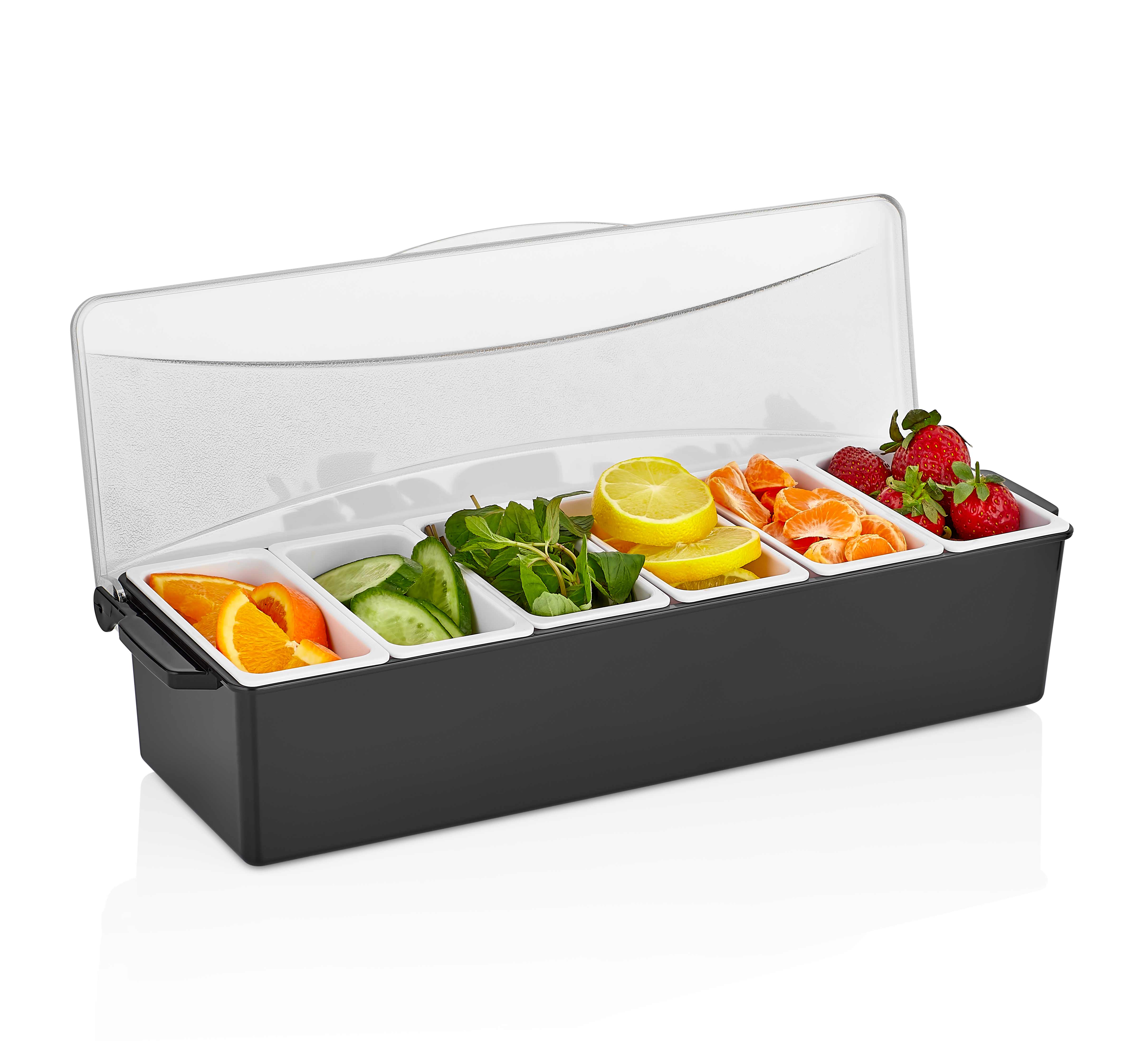 Контейнер для фруктов, специй и соусов 6 отд. по 0,4 л черный, пластик. GP /1/12/ ВДОХНОВЕНИЕ