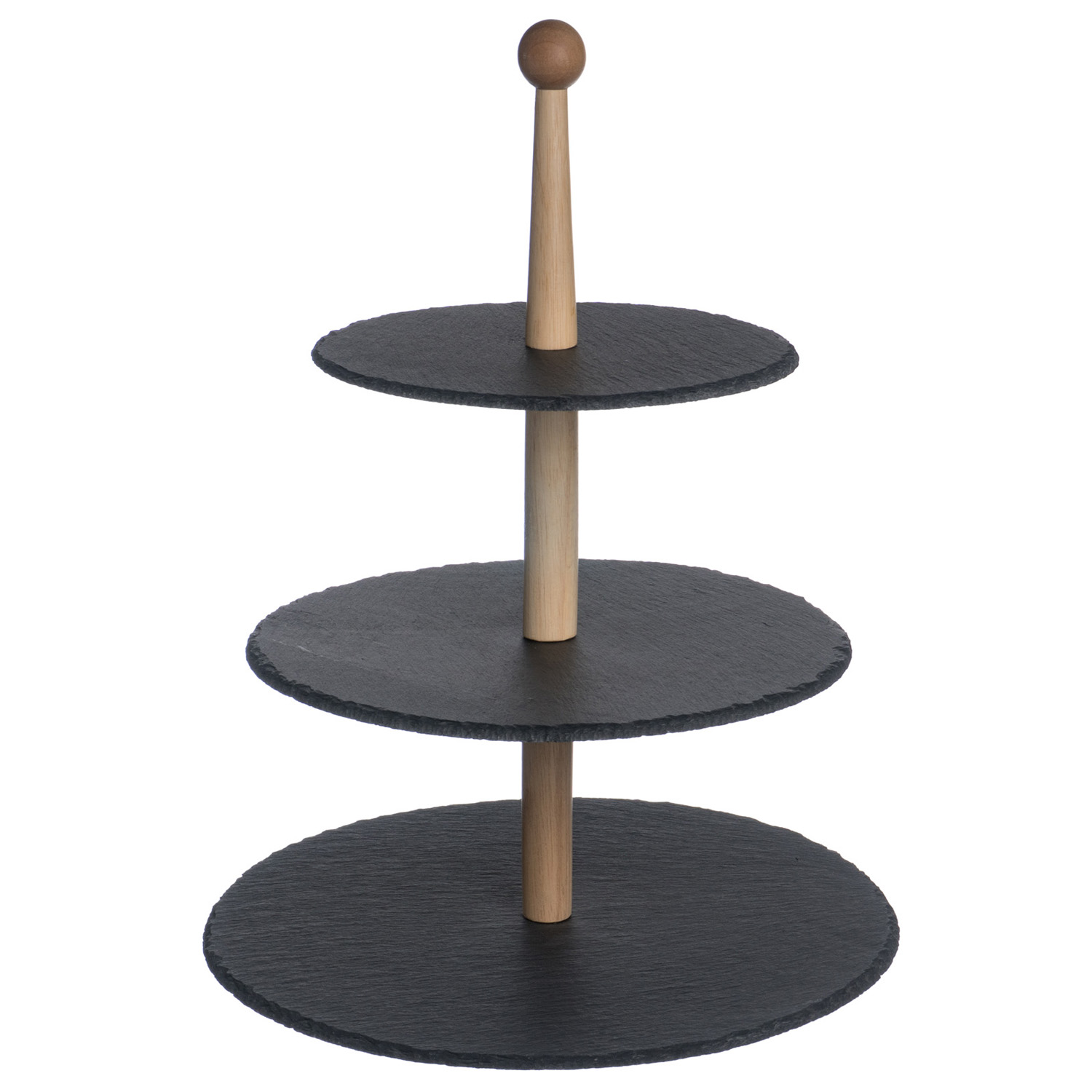 Этажерка 3-х ярусная d=20/25/30 см. h=38,5 см. дер. основание, черная, сланец MGprof /1/5/ 