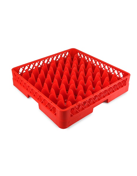 Кассета для бокалов 500*510*100 мм. 49 ячеек 65*65*90 мм. красная п/п /1/6/