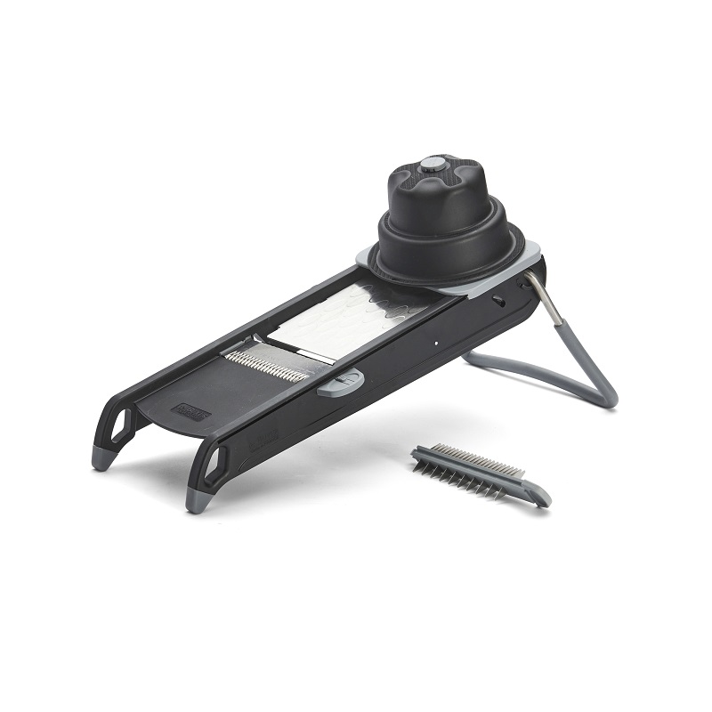 Мандолина (овощерезка) 38*14 см. с 2-мя насадками и толкателем, нерж. и пластик De Buyer /1/