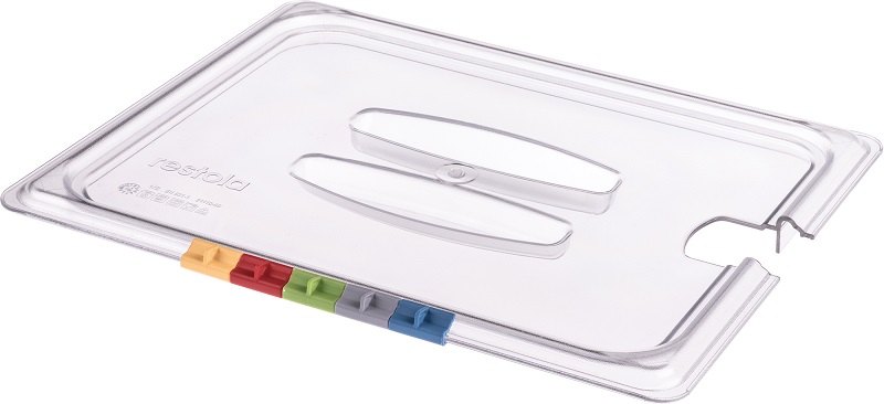 Крышка для гастроем. 1/2 с отверстием для ложки поликарб. прозрачная Рс /1/8/