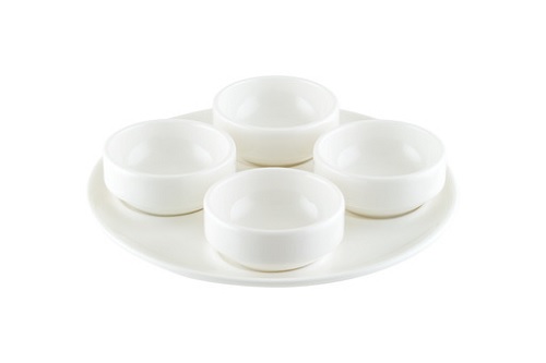 Блюдо для подачи круглое d=180 мм. с 4 соусниками 30 мл. Белый, форма Гурмэ Bonna /1/12/648/