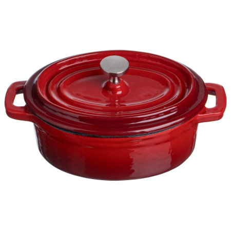 Кастрюля для запекания и подачи 250 мл. 125*90 мм. h=70 мм. с крышкой, красная, чугун /1/