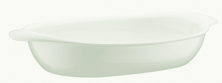 Блюдо для запекания и подачи 360*215 мм. овальное с ушками Белый, форма Оптива Bonna /1/24/102/ ВЕСНА