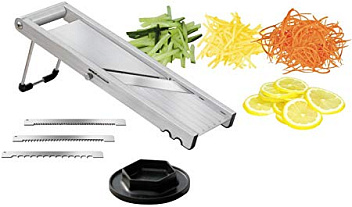 Мандолина (овощерезка) 34*10 см. с 3-мя насадками и толкателем, нерж Tellier /1/6/ Мандолина (овощерезка) 34*10 см. с 3-мя насадками и толкателем, нерж Tellier /1/6/