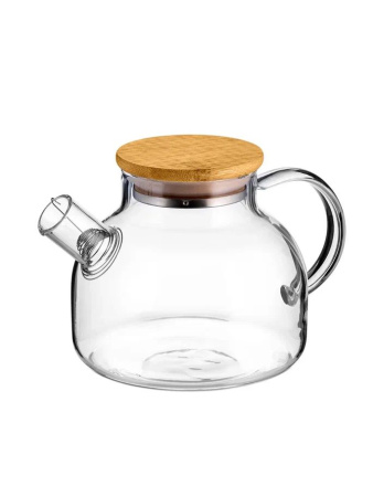Чайник  600 мл. заварочный крышка бамбук, Термостекло /1/12/