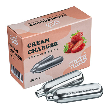 Баллончики для сифона для взбивания сливок (N2O) 10 шт/уп. вкус клубника MasterWhip /1/36/ Баллончики для сифона для взбивания сливок (N2O) 10 шт/уп. вкус клубника MasterWhip /1/36/