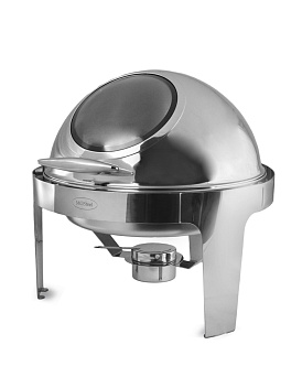 Чафиндиш (мармит) 6 л. d=35 см. круглый со стекл. крышкой Roll-Top МГ (MG) /1/ АКЦИЯ