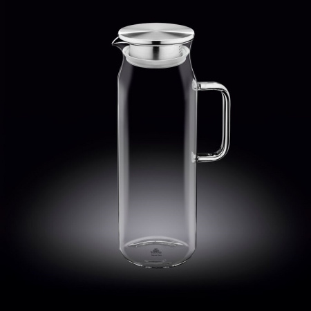 Кувшин 1,5 л. d=90 мм. h=285 мм. с крышкой  + сетка нерж Термостекло Wilmax /1/18/