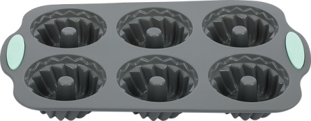 Форма для выпечки кексов 28,5*17,5 см.  6 ячеек. d=72 мм.  фигурная, силикон /1/100/