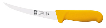 Нож обвалочный 130/260 мм. изогнутый, жесткое лезвие, желтый SAFE Icel /1/