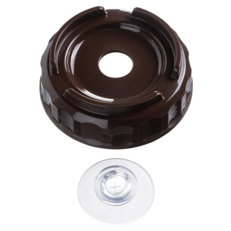 Емкость для соуса  500 мл. d=70 мм. h=166 мм. с 2 крышками, с силик. носик. широкая прозрачная, крышки коричневые GP /1/96/ ВДОХНОВЕНИЕ