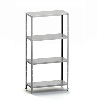 Стеллаж кухонный 1200*600*1600 мм., 4 перфорир. полки нерж., стойки нерж., разборный MGsteel /1/ Стеллаж кухонный 1200*600*1600 мм., 4 перфорир. полки нерж., стойки нерж., разборный MGsteel /1/