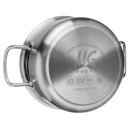 Кастрюля  2,5 л. нерж. d=18 см. h=10,5 см. тройное дно с крышк. (индукция) MGsteel /1/ 