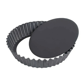 Форма для выпечки d=14 см. h=2,5 см. рифленая съемное дно, сталь с антиприг. покр. MGsteel /1/ АКЦИЯ АКЦИЯ