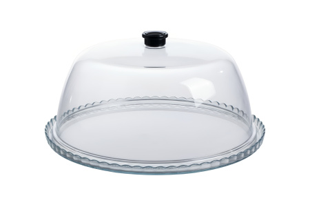 Блюдо для торта d=32 см. стекло, с крышкой поликарб. h=12,5 см. бортик вверх Патисери /1/