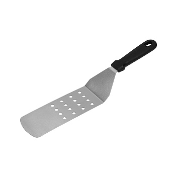 Лопатка 37 см. изогнутая раб. часть 25*7,3 см. нерж. перфорир. с пластик. ручкой /1/