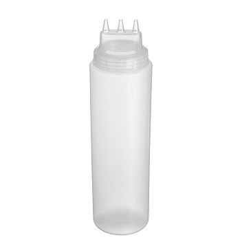 Емкость для соуса 1000 мл. d=75 мм. h=290 мм. 3 носика, широкая прозрачная GP /1/96/