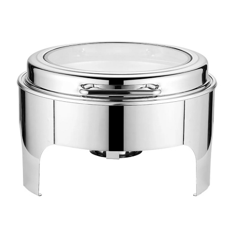 Чафиндиш (мармит) электрич. 6 л. d=43 см. круглый со стекл. крышкой (с нагревательным элементом и поставкой под топливо) /1/