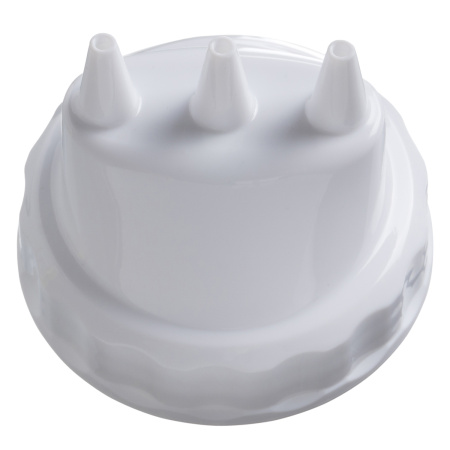 Емкость для соуса 1000 мл. d=75 мм. h=290 мм. c 2 крышками 3 носика, широкая прозрачная, крышки белые GP /1/96/