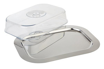 Поднос для подачи 42*31 см. нерж. с крышкой полистирол APS /1/