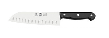 Нож японский Santoku 180/300 мм. с бороздками, черный TECHNIC Icel /1/6/