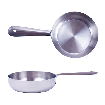 Сковорода порц. d=14 см. h=3,5 см. 0,47 л. нерж. глубокая с ручкой MGsteel /1/96/