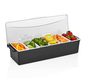 Контейнер для фруктов, специй и соусов 6 отд. по 0,4 л черный, пластик. GP /1/12/ ВДОХНОВЕНИЕ