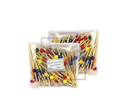 Пики  9 cм. 100 шт/уп бамбук Жемчужина цветная /1/40/ Пики  9 cм. 100 шт/уп бамбук Жемчужина цветная /1/40/