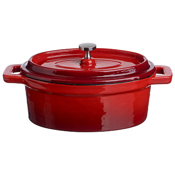 Кастрюля для запекания 450 мл. 150*100 мм. h=70 мм. с крышкой, красная, чугун /1/