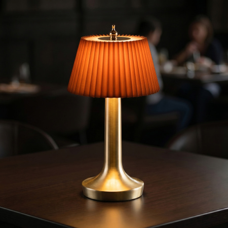 Лампа настольная d=13,5 см. h=26,5 см. 3 цвета, сенсорная регулировка яркости, нерж., оранжевая LED PINE MGline /1/20/