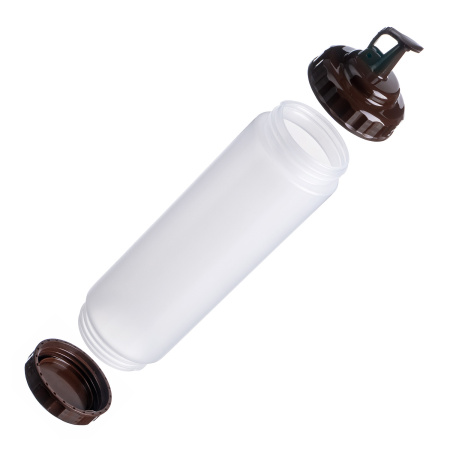 Емкость для соуса  750 мл. d=70 мм. h=270 мм. с 2 крышками прозрачная, крышки коричневые GP /1/96/