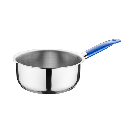 Сотейник 3,0 л. нерж. d=20 см. h=9 см. б/кр (индукция)(кр. 79197) синяя ручка винил. MGsteel /1/
