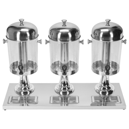 Диспенсер для соков, холодных напитков, три емкости по 8 л. h=56см. колба пластик.MGsteel /1/