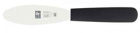 Шпатель кондитерский 21 см. раб. часть 11*3 см. с волн. кром, нерж. с пластик. ручк. черный Icel /1/6/ АКЦИЯ
