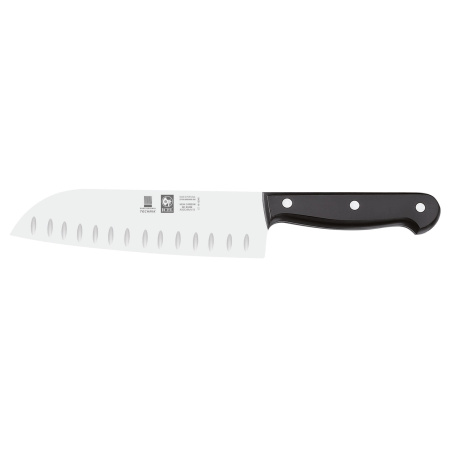 Нож японский Santoku 180/300 мм. с бороздками, черный TECHNIC Icel /1/6/