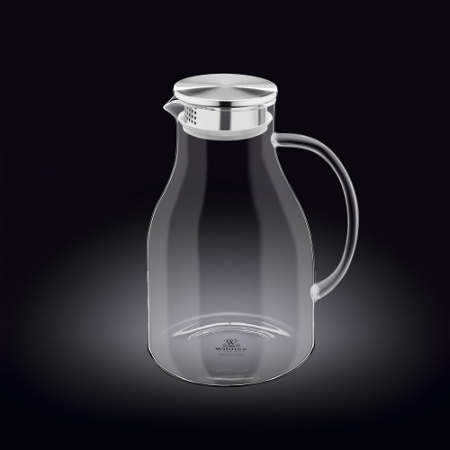 Кувшин 2,5 л. d=90 мм. h=250 мм. с крышкой + сетка нерж Термостекло Wilmax /1/12/