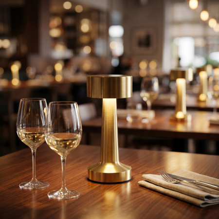 Лампа настольная d=9 см. h=21,5 см. 3 цвета, сенсорная регулировка яркости, нерж., золотая LED SIMPLE II MGline /1/20/