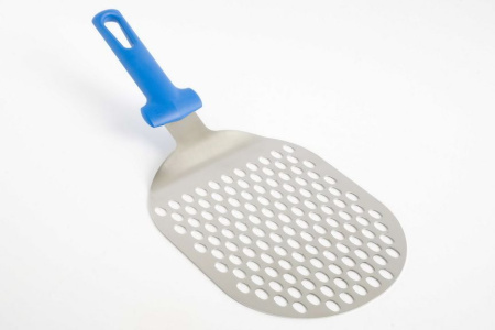 Лопатка для пиццы овальная перфорир. 17,5*21 см. нерж.  ручка пластик Gimetal /1/4/ АКЦИЯ