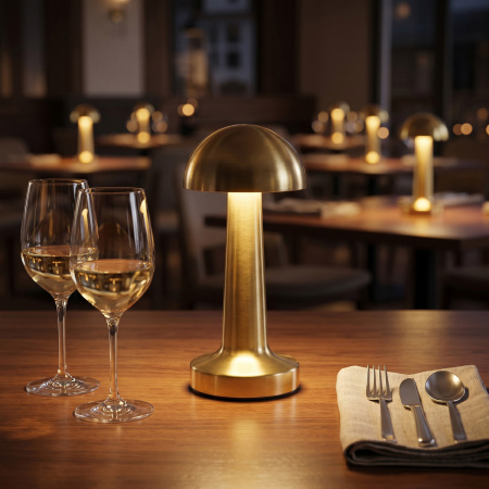 Лампа настольная d=10 см. h=24 см. 3 цвета, сенсорная регулировка яркости, нерж., золотая LED SIMPLE III MGline /1/20/